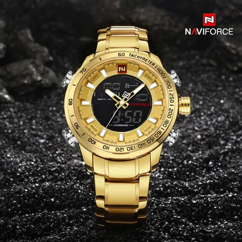NAVIFORCE Brand de Top Mens Aur Cuarț Ceas pentru Bărbați Armată Militar Ceasuri Sport Om Plin de Oțel rezistent la apa relogio masculino