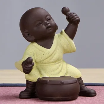 Navă Chineză de ceai din ceramica de companie statuie a lui buddha călugăr decor acasă decorare pipi băiat nisip violet Ceai ornamente