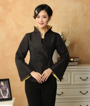 Negru de înaltă Calitate pe Femeile de Primăvară Satin Sacou stil Tradițional Chinezesc Strat de Flori Mujer Chaqueta Marimea S M L XL XXL XXXL Mny15B