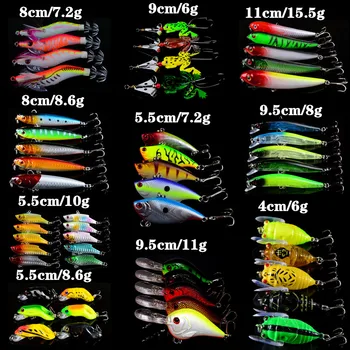 New Sosire 54pcs/set 10 Modele Mixte Momeli de Pescuit de Înaltă Calitate Minnow/Demaraj/Creion/VIB Broasca și Ciaada momeală de Pescuit