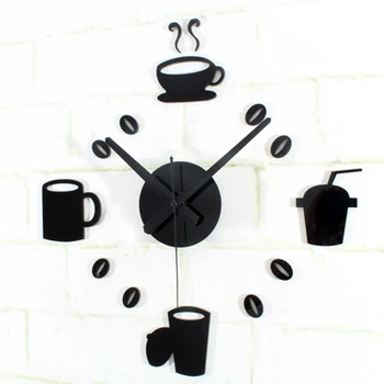 New Sosire Ceașcă de Cafea de Design autocolant EVA 30CM-60CM bucătărie, ceas de perete decorative de mari dimensiuni 3d diy ceas de perete ceas mare