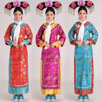 New Sosire Femei Qing Costume Populare Chineze Costum de Femeie Cheongsam cu Frizură & Eșarfă Film Printesa Costume16