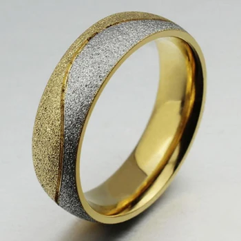 NIBA de Culoare de Aur Cuplu de Cristal Inel Scrub Mată din oțel Inoxidabil Inele de Nunta Pentru Femei sau bărbați, Bijuterii en-gros