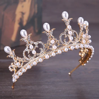 Nobila Regină Coroana Hairwear Argint Stras Pearl Coroane, Diademe Bentita Mireasa Nunta Bijuterii De Par Frizură