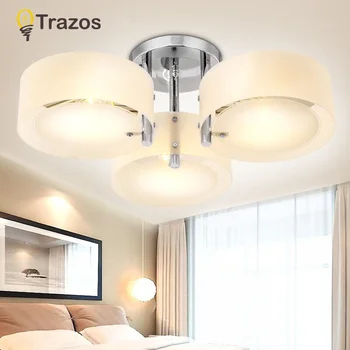 NOI 2017 Moderne Lumini Plafon moderne și la modă design sala de mese lampa de pendente de teto de cristal nuanta alb acrilic luciu