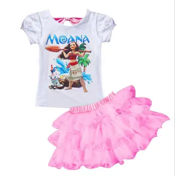 Noi 2017 vara fetita Ocean princess rochii de partid pentru desene animate fata Moana rochie pentru copii de 2-8 haine de fata T-shirt+rochie de minge