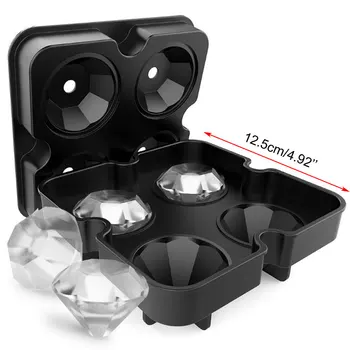 NOI 4 Cavitate în Formă de Diamant 3D Cub de Gheata Mucegai Filtru de Bar Partid Silicon Tăvi de Ciocolata Mucegai Instrument de Bucatarie, Un Mare Cadou