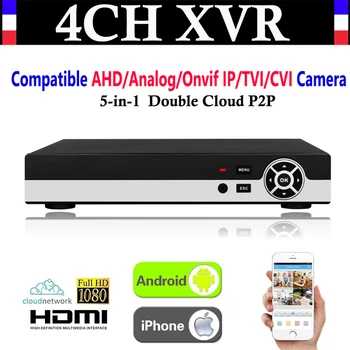 NOI 4CH 1080P Canal P2P CCTV Video Recorder NVR AHD TVI CVI DVR+1080N 5-în-1 de Supraveghere AHD/Analog/IP Onvif/TVI/CVI Camera