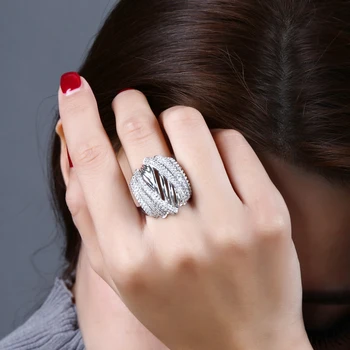 Noi accesorii de moda de lux Deget inelul de Aur de culoare Alb-Bijuterii Bijoux zirconiu cristal anillos la modă pentru Femei Inele