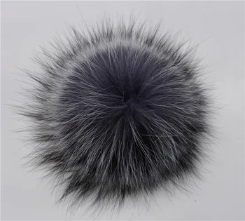Noi Detașabil Real Blană de Vulpe Argintie Pom poms Pentru Iarnă Pălării de Blană Blană Hairball Cald Tricotate Căciuli Capace Cu Snap Accesorii