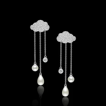 Noi Dizzle Cercei Zircon Pearl Argintiu Ureche Ace Moda Ciucuri De Cupru Legăna Cercei Pentru Femei Bijuterii Fine Lady Cadou