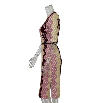 Noi en-Gros de Femei Elegante casual rochie gât Rotund Maneca 1/2 Parte furculiță Și vițel rochie de Dantelă rochii de Petrecere Free Centura A2113