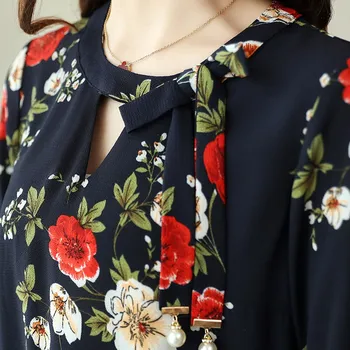 Noi flare Sleeve femei Șifon Cămașă bluză 2018 Vară de Moda de îmbrăcăminte pentru femei dulce v-neck imprimare femei blusas topuri D278 30