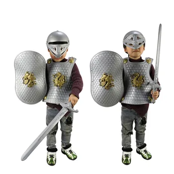 Noi Halloween Copii Copii Cavaler/Gladiator Dress-up, Costum de Armura+Scut+Sabie+Casca Razboinic Băiat de Petrecere, Joc Imaginativ