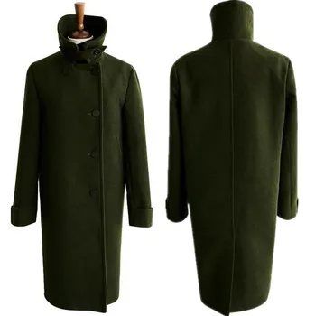 Noi lână mantou pentru femei haine de iarnă Stand guler lână haina lunga single-breasted doamnelor armata verde palton XXXL