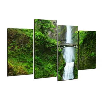 Noi Modular Fotografii Neînrămate Tipărite copac verde și cascada tablouri modulare restaurant decor de imprimare poster pânză imagine