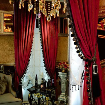 Noi opace groase solide Cortina de Catifea de Culoare Pură de Lux Europa stil Pentru Dormitor Negru DuBai de lux, Draperii Pentru Hotel