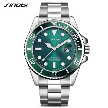 NOI SINOBI Brand Mens quartzWatch din Oțel Inoxidabil Om GMT Bezel Rotativ Sport Ceasuri Relogio Masculino verde fantomă ceas