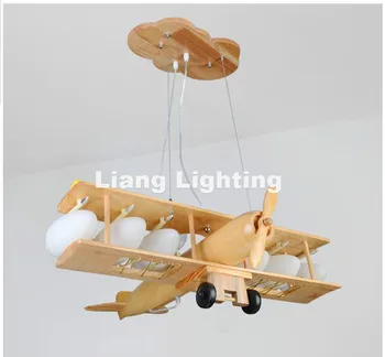 Nou Copii Avion Lampă De Pandantiv Modern Prime Din Lemn Design Pandantiv Lumini De Prindere De Copii Pentru Copii De Pat Cameră De Iluminat, Transport Gratuit
