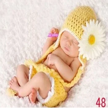 Nou-născut de Lână Copil 0-3 Luni Sugari Animale de Mână tricot Adorabil O Sută de Zile de Floarea-soarelui Recuzită Fotografie Wild Croșetat Haine