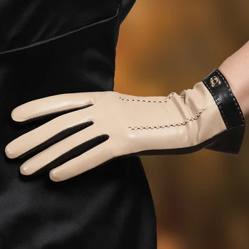 Noua lista de Femei din Piele Mănuși TouchScreen Moda Cinci Deget de Mănușă de piele de Oaie Calde, Cu Garnitură de Catifea Doamnelor L169NC2