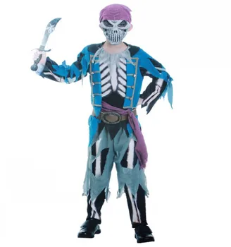 Noua petrecere de halloween Cosplay costum pentru copii boy blue groază fantoma pirat costum de imprimare schelet haine+ trouses + masca