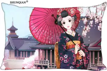 Noul Anime Fată Frumoasă Japoneză Pernă De Nunta Personalizate Pernă Acoperă Cazurile Cadou Cu Fermoar Dreptunghi De Pernă