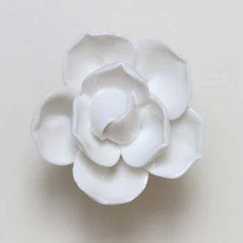 Noul design ceramică albă floare butoane de cabinet trage dulap de bucătărie buton pentru copii butoane sertar