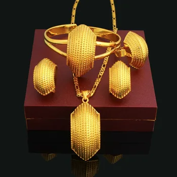 Noul Etiopia Bordajul metalic de culoare de aur de Design de Bijuterii pentru Femei de Moda Set de Bijuterii
