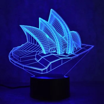 Noutatea 3D LED Masă Lampă Vizuale Sydney Colorate lampa USB Creative Casa de Spirit de Dormit Lumina de Noapte Opera Lampă Copii Cadou