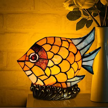 Noutatea Creative Proiectorul Vitralii Pește mic Copii Copil Noptiera Birou de Noapte LED-uri Lampă de Masă Lumină Decor Iluminat