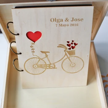 Nunta carte de oaspeti / Cartea de Oaspeți cu numele și data / Nunta carte de oaspeti / carte de Oaspeti / Lemn Guestbook / Biciclete Carte de Oaspeți