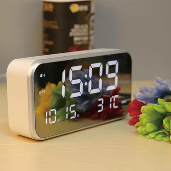 Oglindă Ceas Temperatura Somnoros Acasă Decor Oglindă cu LED-uri Digitale Multi-funcția de Ceas cu Alarmă