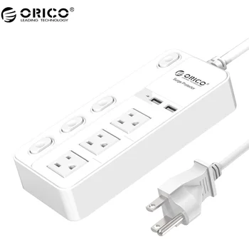 ORICO USB Încărcător Inteligent Protector de Supratensiune prelungitor 3 prize de curent ALTERNATIV cu 2 Porturi USB de Încărcare de Putere Butonul de Control Plug SUA