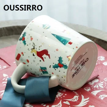 OUSSIRRO Crăciun Fericit Temă Lapte / Cafea Cani de Desene animate Multicolore Cani Cana Instrument de Bucatarie Cadou X-Mas Cadou
