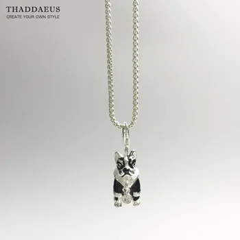 Pandantiv Negru Câine Buldog,2017 Moda Trendy Bijuterii Thomas Stil Bijoux Colier Argint 925 Cadou Pentru Ts Suflet De Femeie