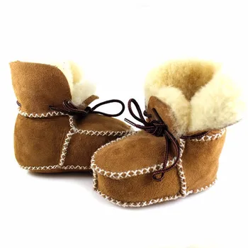 Pantofi pentru copii cizme de iarna Ține cald din Piele sugari pantofi de cald blană lână fete copii papuceii piele de Oaie copil băiat cizme