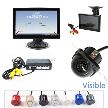 Parcare Kit de 800*480 HD de 5 Inch, Mașină de Rezervă Monitor Imagine + CCD Camera cu Vedere în Spate + Senzor de Parcare Auto Cu 4 Radar Parktronic