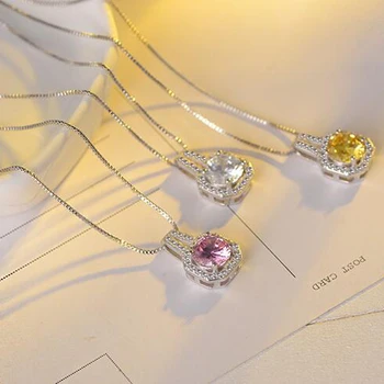 PATICO 3 Culori Elegante Cubic Zircon Cristal Pandantive Coliere Declarație Pentru Femei de Argint Colier Trendy Bijuterii Accesorii