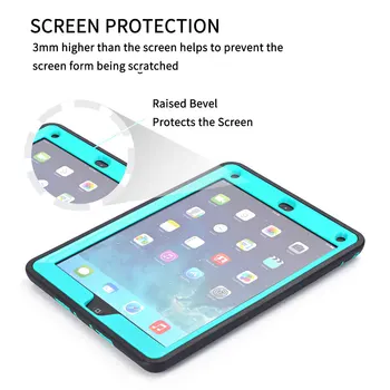Pentru iPad air 1 2 Non-Alunecare de Copii de Siguranță Armura Hibrid rezistent la Șocuri din Cauciuc Siliconic Solid de Caz Pentru ipad 5 6 Capac Protecție Capa + Film