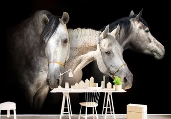 Personaliza Tapet Nețesute cal Alb imagini de Fundal 3D Tapet de Perete Pentru Baie Pentru Living Peretele din Fundal