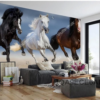 Personalizat tapet modern,Trei calul alerga în galop în nisip,fotografie 3D pictura murala pentru camera de zi dormitor restaurant de vinil tapet