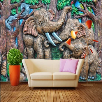 Personalizate Personalizare Tapet 3D Stereo Relief Animale de Pădure Elefant Foto Murală Cameră Modernă Creative Tapet 3D