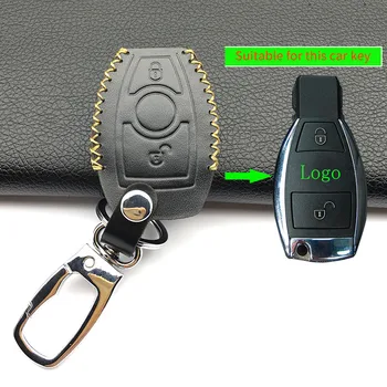 Piele naturala Cheia de la Mașină Caz Acoperire Pentru Mercedes Benz W203 W124 W202 W210 W211 W204 2 Smart Buttoncar capac cheie Cheie Accesorii