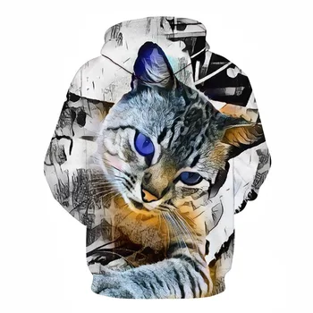Pisica drăguț 3D Hanorace Barbati Femei Brand Tricouri Unisex Imprimate Pulover de Moda Casual, Treninguri de sex Masculin Haine Băiat cu Glugă Jachete