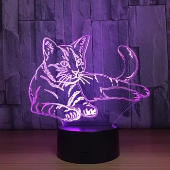 Pisica minunat 3D Lumina de Noapte Touch Comutator LED de Animale 3D Lampă 7 Culori USB Iluzie Lampa de Birou Decor Acasă Ca Jucărie pentru Copii Cadou de Ziua de nastere