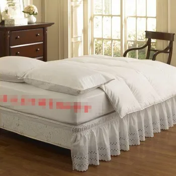 Poliester/bumbac bej/alb brodate nici o suprafață pat elastic cuvertură cuvertură 37cm inaltime pat șorț transport gratuit