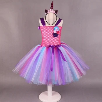 Ponei Unicorn Rochie Tutu Fata Petrecere De Aniversare Pentru Copii Rainbow Dress Up Fete De Crăciun, Halloween Cosplay Costum Rochie Cu Bandă De Susținere