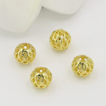 Prețul cu ridicata design nou 7mm 20buc gol de aur-culoare aprox rotund accesorii margele distantiere cadouri elegante bijuterii makingB2524