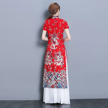 Primăvara și vara noi femeile e modificat mult cheongsam rochie Chineză mama cu mânecă scurtă rochie vintage imprimate